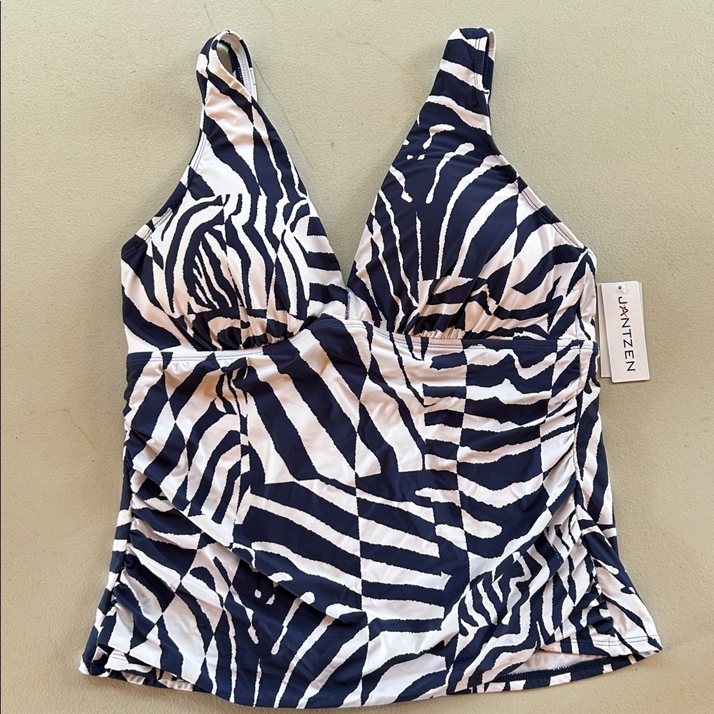 Jantzen Zebra Print Bathing suit top - Blue and White